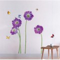 Colorful Butterfly Flying Around the Purple Flower Wall Sticker